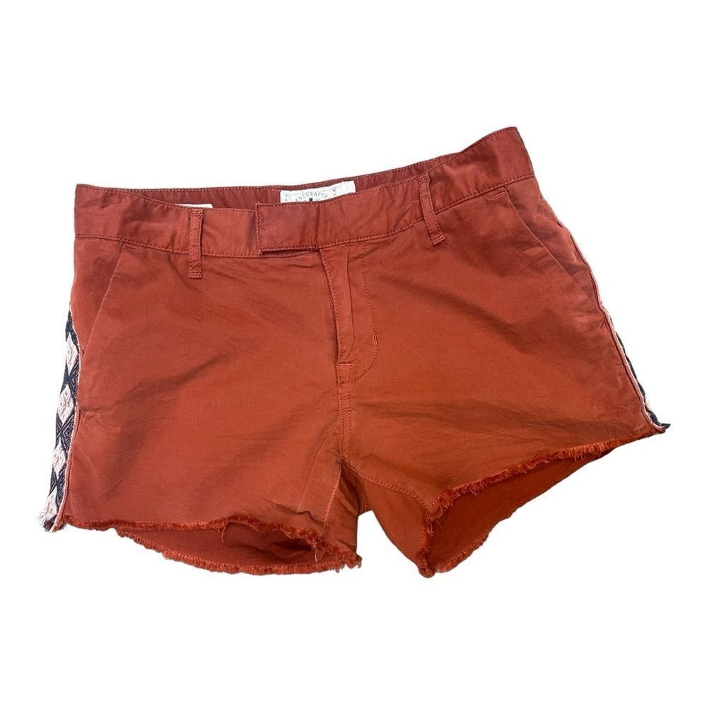 Rust Red Women's Casual Frayed Hem Shorts